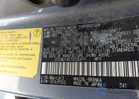 2007 Toyota Highlander Hybrid Limited V6 из США, поврежденный, VIN JTEEW21A570035419